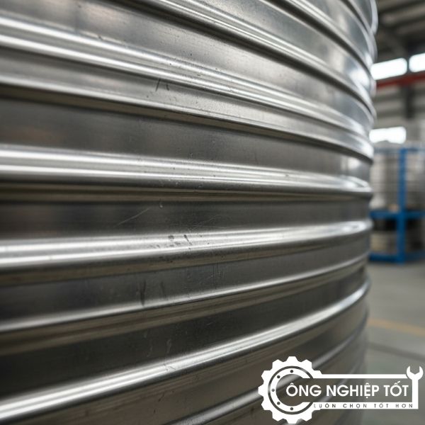 Thân bồn inox 304 dập sóng tăng cứng của bồn nước inox 5000L, chống biến dạng